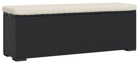 319396 vidaXL Taburet banchetă cu pernă, negru, 110x30x40 cm, poliratan