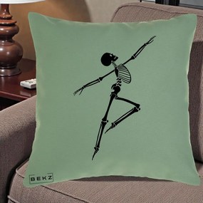 Perna Decorativa Schelet Dansator Silueta Neagra Halloween, 40x40 cm, Verde, Husa Detasabila, Perna Inclusa, BEKZ®
