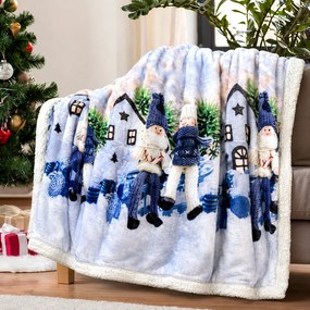 Patură pufoasă cu blăniță, Crăciun, 2 fețe, 200x230 cm, 2 kg, PC20