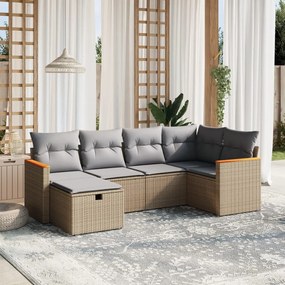 vidaXL Set canapele de grădină, 6 piese, cu perne, bej, poliratan