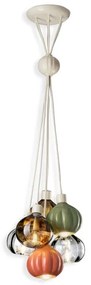 Lustra cu 6 pendule design italian realizat manual din ceramica si sticla AFOXÉ Mix