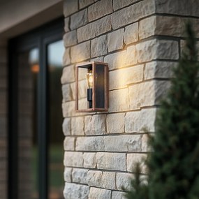 Lampă de perete industrială cu imprimeu de lemn 26 cm IP44 - Charlois