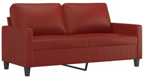 Canapea cu 2 locuri, rosu vin, 140 cm, piele ecologica