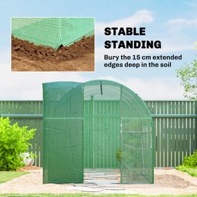 Outsunny Seră 3 x 2 x 2 m seră din folie cu ușă batantă încuiabilă, 6 ferestre rulabile din plasă, stâlpi de susținere | Aosom Romania