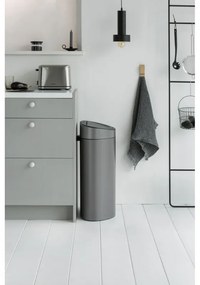 Cos de gunoi Brabantia Touch Bin New 649732, 40 L, Inchidere silentioasa si lina, Spate plat, Gri