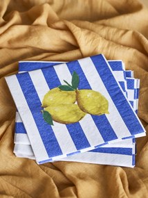 Set 20 șervețele din hârtie FSC Mix, multicolor, imprimeu cu lămâi, modele diferite pe față și verso, 33 x 33 cm, „Limone”