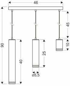 Lustră pe cablu TUBO 3xGU10/25W/230V lemn