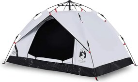 vidaXL Cort de camping 2 persoane, alb opac, setare rapidă, țesătură