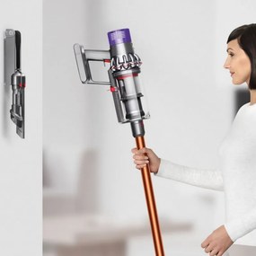 Aspirator vertical Dyson Cyclone V10 Absolute 448883-01, 150AW, 125.000 rpm, 0,77 l, 60 min, 3 moduri, 2 Tier Cyclone™, HEPA, silențios, golire igienică, fără încurcături, nichel/portocaliu
