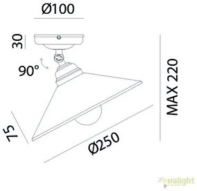 Plafoniera rustica fabricata manual, diam.25cm, Tabia 212.02.OV