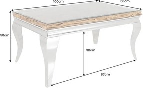 Masuta de cafea, Lemn de Tec, Sticla, Otel Crom, MODERN BAROCK BARRACUDA 100cm