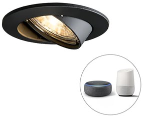 Spotlight inteligent încastrat negru inclinabil cu Wi-Fi GU10 - Edu