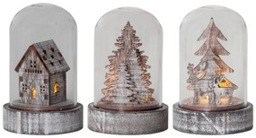 SET 3x decorațiune LED de Crăciun KUPOL 1xLED/0,06W/1xCR2032 maro Eglo 410046