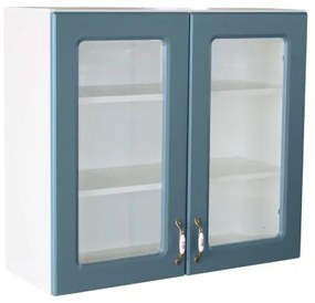Corp superior vitrina 80 cu 2 usi Zebra MDF albastru drept
