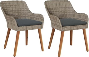 vidaXL Scaun pentru Grădină 2 pcs Negru 62.5 x 55 x 82 cm poliratan