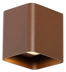 Lampa de perete moderna maro ruginiu cu LED IP54 pătrat - Evi
