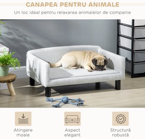 PawHut Canapea pentru Câini cu Pernă, Brațe și Spătar Gri Deschis | Aosom Romania
