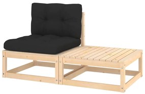 807295 vidaXL Set mobilier de grădină cu perne, 2 piese, lemn masiv de pin