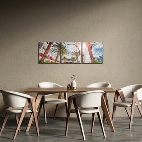 Tablou - palmier cu bazin (cu ceas) (90x30 cm)