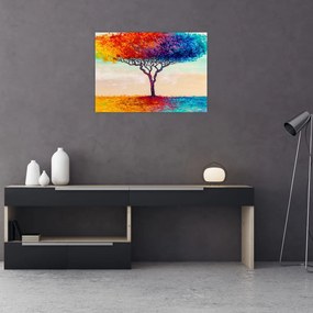Tablou pe sticlă cu pom pictat (70x50 cm)