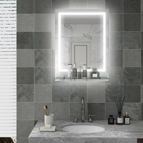 kleankin Oglindă rectangulară de perete luminoasă LED pentru baie 80 x 60 cm | Aosom Romania