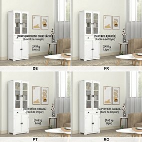 HOMCOM Bufet de Bucătărie cu 2 Dulapuri și Sertar, Mobilier de Bucătărie cu Uși și Rafturi Reglabile, 60x30x160 cm, Alb | Aosom Romania