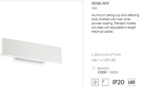 Aplica de perete design modern LED DESK AP2 BIANCO 138251