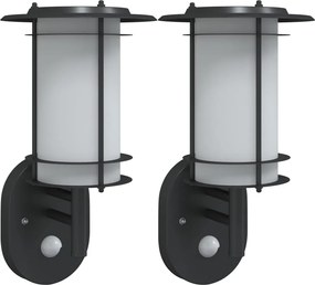 vidaXL Lămpi exterioare de perete cu senzori, 2 buc., negru, oțel inox