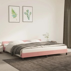 347596 vidaXL Cadru de pat cu tăblie, roz, 200x200 cm, catifea