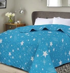Cuvertura de pat cu model CERUL NOPTII HEXAGON, turcoaz Dimensiune: 170 x 220 cm