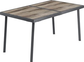 Outsunny Masă de Patio, Masă de Balcon, Masă de Dining pentru Exterior 145 x 85 cm pentru 6 Persoane cu Efect de Lemn, Cadrul din Oțel, Gri | Aosom Romania
