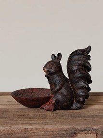 Tăviță decorativă veveriță, din rășină, finisaj maro antichizat, 25x14x19 cm, "Écureuil"