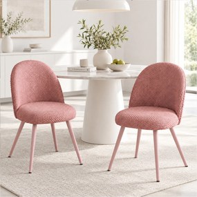 HOMCOM Set de 2 Scaune de Pranzo Moderne și Capitonate, Roz | Aosom Romania