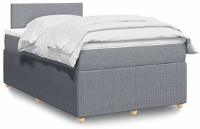 vidaXL Pat box spring cu saltea, gri deschis, 120x190 cm, textil