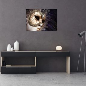 Tablou pe sticlă cu statuie cu masca (70x50 cm)