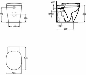 Vas wc pe pardoseala BTW Ideal Standard Connect pentru rezervor ingropat