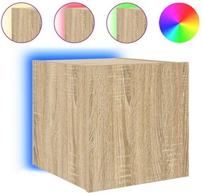 vidaXL Comodă TV de perete cu lumini LED, stejar sonoma, 30,5x35x30 cm