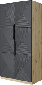 Dulap Asha 100 cm și mânere metalice - artisan / rivier piatra mat / mânere negre