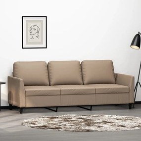 vidaXL Canapea cu 3 locuri, cappuccino, 180 cm, piele ecologică