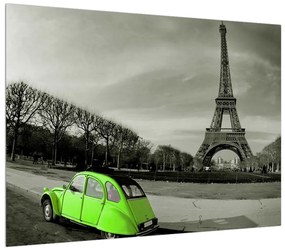 Tablou cu turnul Eiffel și mașina verde (70x50 cm), în 40 de alte dimensiuni noi