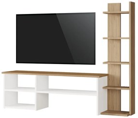 Set mobilier living Perla, Pako World, Alb-Natural, 120x29x41 cm