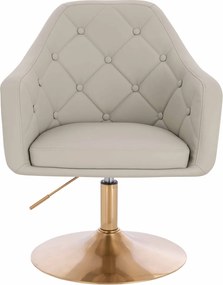 HR831N Scaun Ecru Piele Ecologica Premium Soft cu Bază Aurie