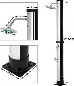 Duș solar KARIBIK, 35 l, argintiu/negru Jurhan