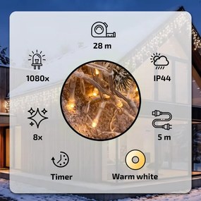 BRILAGI - LED de exterior ghirlandă de Crăciun 1080xLED/8 funcții 33m IP44 alb cald țurțuri