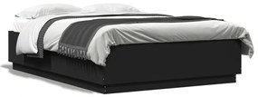 3209612 vidaXL Cadru de pat cu lumini LED, negru, 140x200 cm, lemn prelucrat