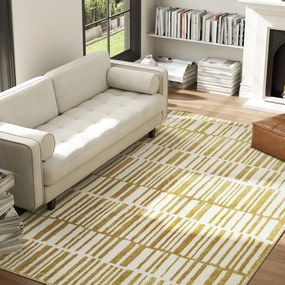 HOMCOM Covor de living 200 x 140 cm fir scurt lavabil în mașină hipoalergic pentru living, dormitor, birou, galben | Aosom Romania