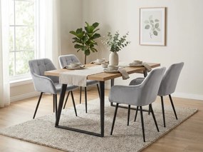 Fotoliu de sufragerie LOREN VELVET gri cu picioare negre