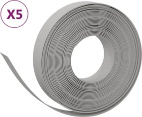 vidaXL Borduri de grădină, 5 buc, gri, 10 m 10 cm, polietilenă