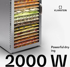 Klarstein Căpitanul Jerky 200, Deshidrator, 2000 W 30-90 °C. cronometru de 24 de ore, din oțel inoxidabil
