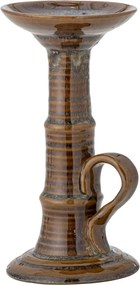 Sfeșnic din ceramică, maro, siluetă sculpturală, glazură reactivă cu nuanțe unice, 18 x 9,5 cm, „Rigby”